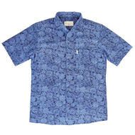 DOSEA Men's⑤20-mk-05 Flower line art pattern Horizontal color Okinawa Kariyushi Sportswear